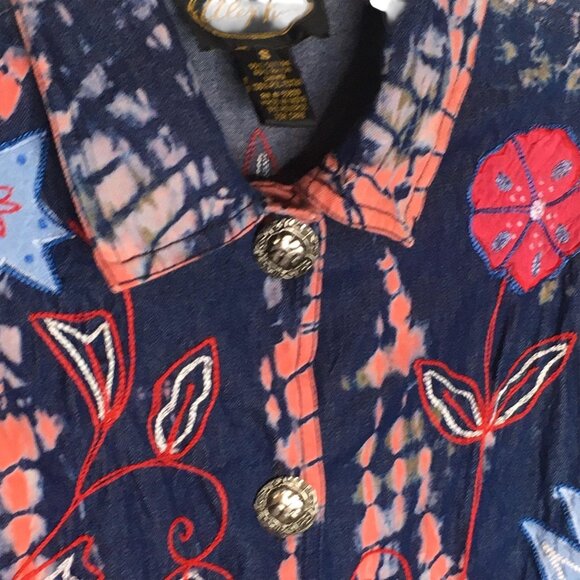 Alex Ku Jacket Womens Small Embroidered Boho Button Up Festival Floral - Picture 3 of 13